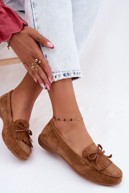 Dames mocassins van faux suede in bruine kleur Vantae