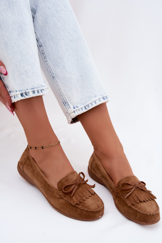 Dames mocassins van faux suede in bruine kleur Vantae