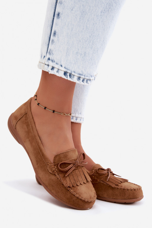 Dames mocassins van faux suede in bruine kleur Vantae
