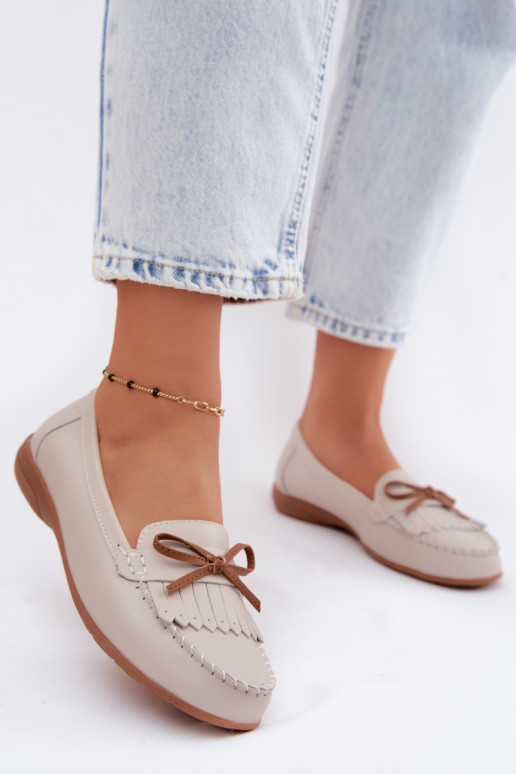 Dames mocassins van faux leather in zandkleur Vantae
