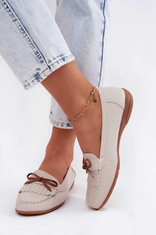 Dames mocassins van faux leather in zandkleur Vantae