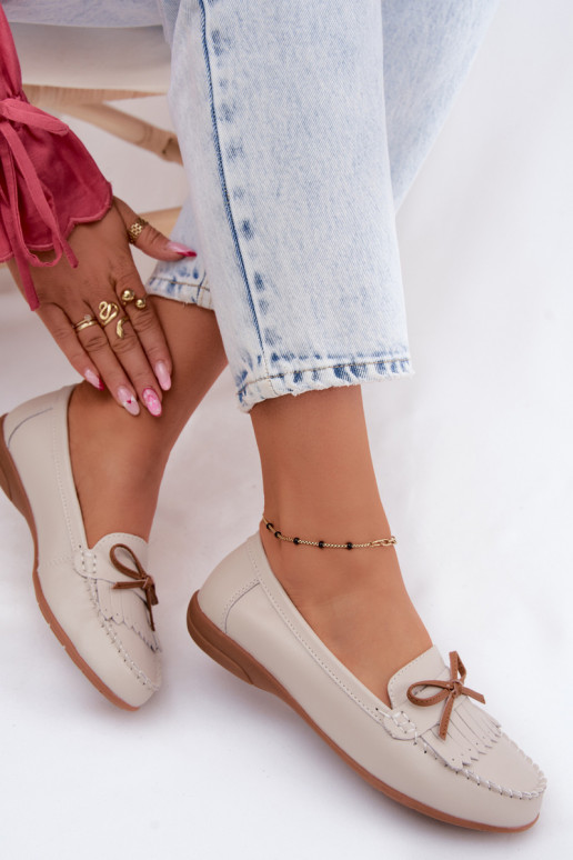 Dames mocassins van faux leather in zandkleur Vantae