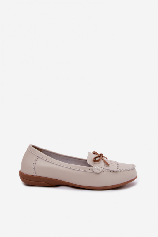 Dames mocassins van faux leather in zandkleur Vantae