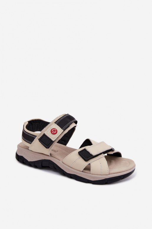 Dames sandalen met plakkende sluitingen in zandkleur Blingy