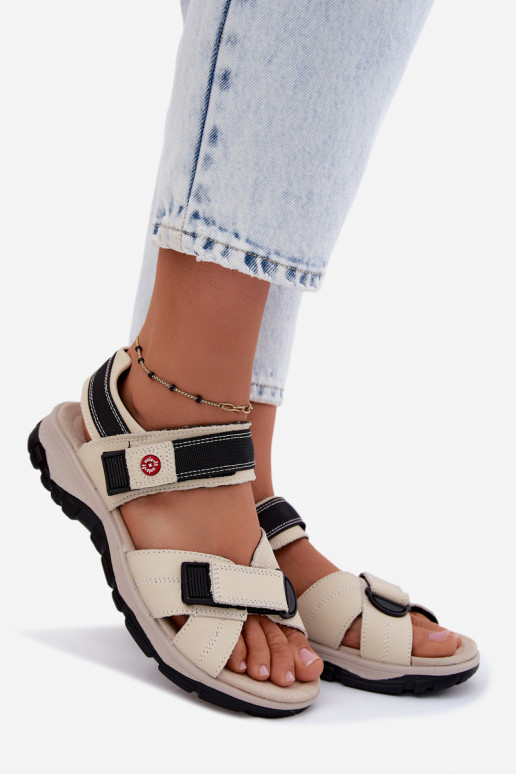 Dames sandalen met plakkende sluitingen in zandkleur Blingy