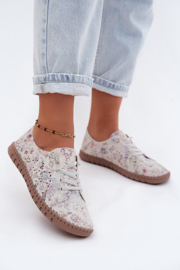Patroon schoenen met uitsnijdingen van faux suede Flaria