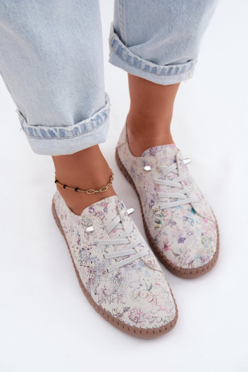 Patroon schoenen met uitsnijdingen van faux suede Flaria 2