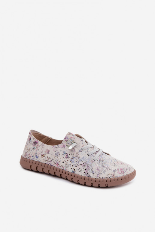 Patroon schoenen met uitsnijdingen van faux suede Flaria