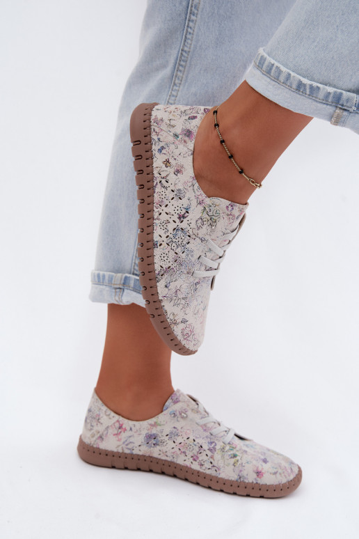 Patroon schoenen met uitsnijdingen van faux suede Flaria