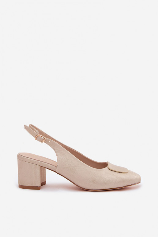 Dames sandalen met hak en decoratieve gesp in goudkleur Tai turiden