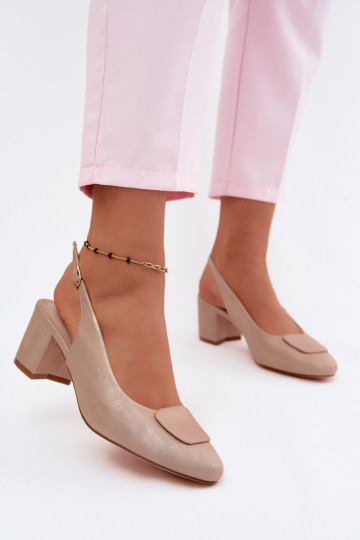 Dames sandalen met hak en decoratieve gesp in roségoudkleur Tai turiden 2