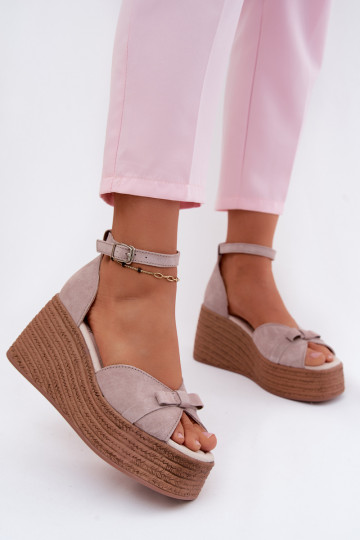 Grijze platform sandalen van faux suede Ashen