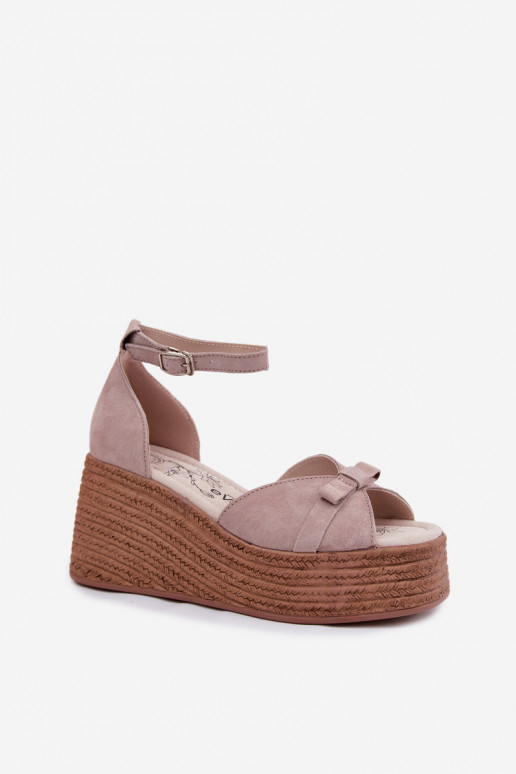 Grijze platform sandalen van faux suede Ashen