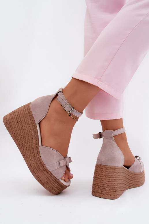 Grijze platform sandalen van faux suede Ashen
