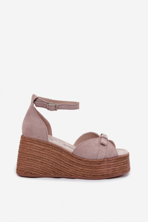 Leer Suède platformsandalen grijs Ashen