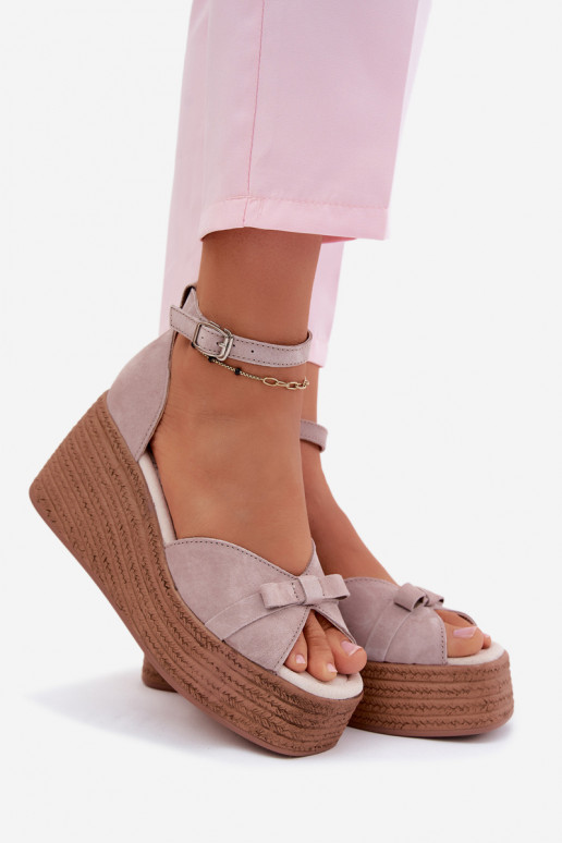 Leer Suède platformsandalen grijs Ashen