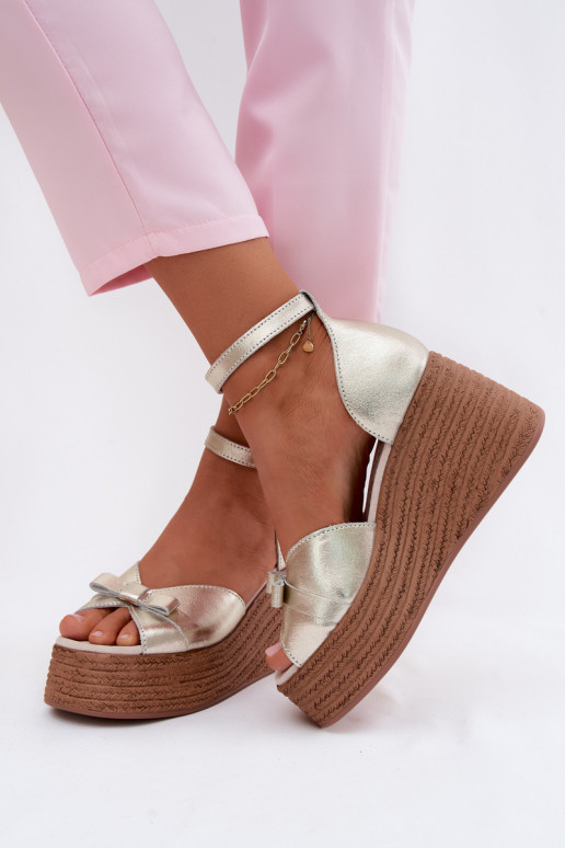 Leer Platform sandalen gouden kleur Ashen