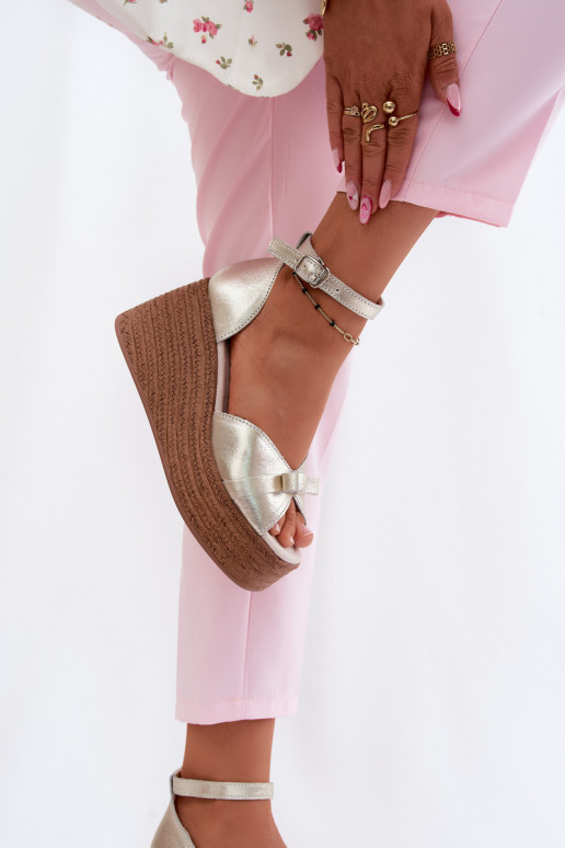 Leer Platform sandalen gouden kleur Ashen