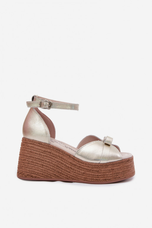 Leer Platform sandalen gouden kleur Ashen