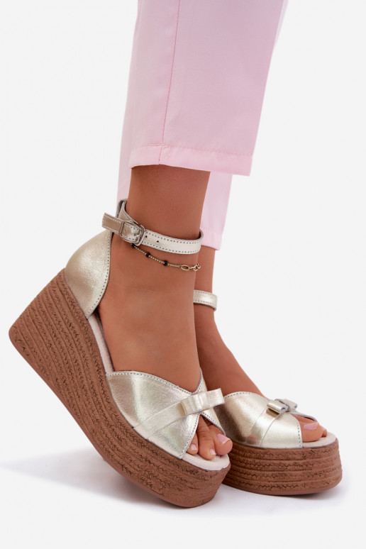 Leer Platform sandalen gouden kleur Ashen