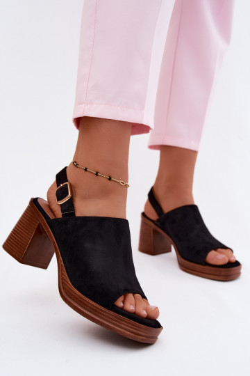 Dames sandalen met hak van faux suede in zwart Eclipse 2