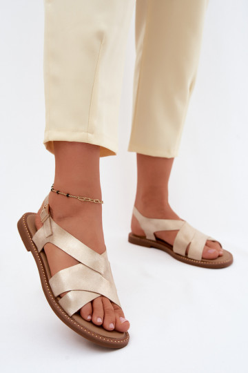 Dames platte sandalen in goudkleur Blinga