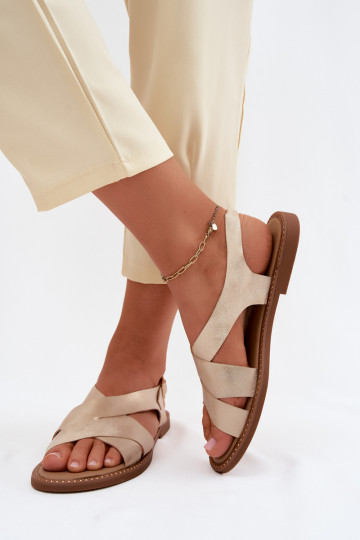 Dames platte sandalen in goudkleur Blinga 2