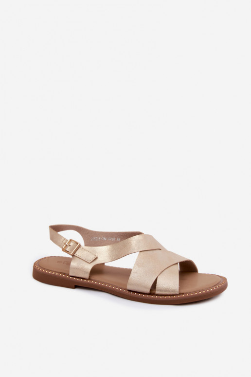 Dames platte sandalen in goudkleur Blinga