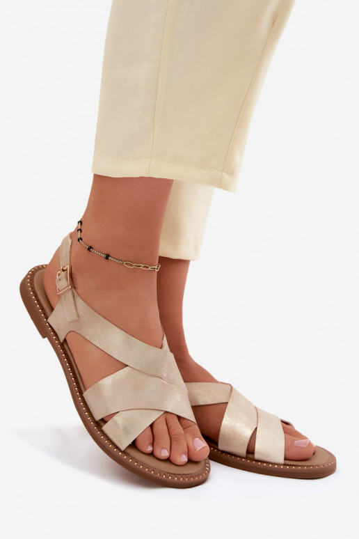 Dames platte sandalen in goudkleur Blinga