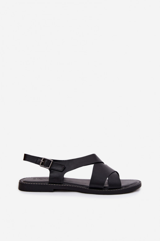 Dames platte sandalen in zwart Blinga