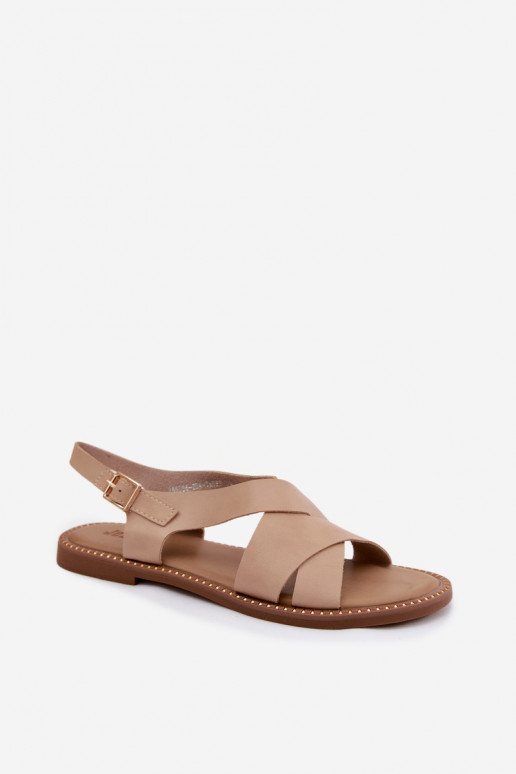 Dames platte sandalen in zandkleur Blinga