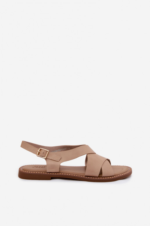Dames platte sandalen in zandkleur Blinga