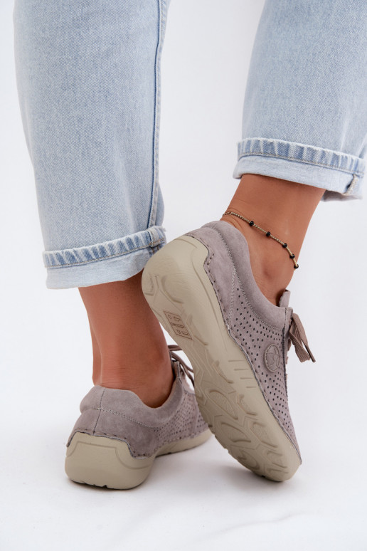 Leer van suède schoenen Dames met veters beige Bahia