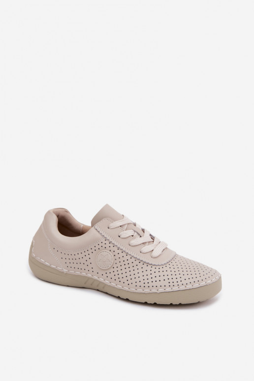 Leer schoenen Dames met veters ivoor Bahia