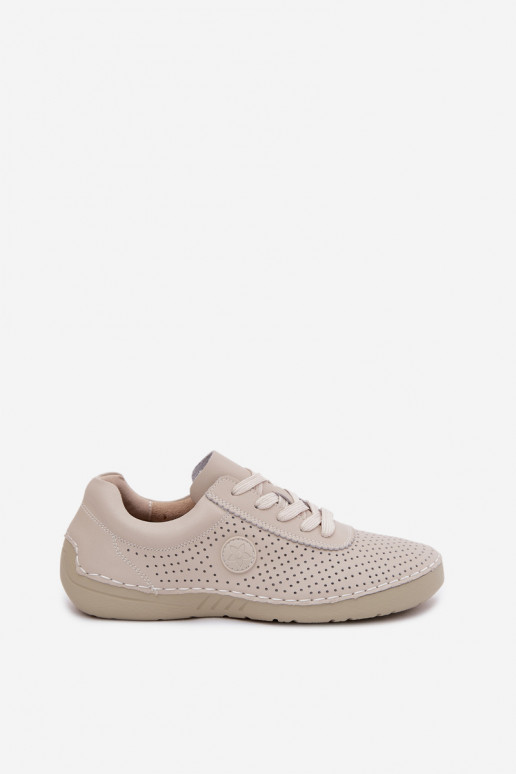 Ivory leren dames schoenen met veters Bahia