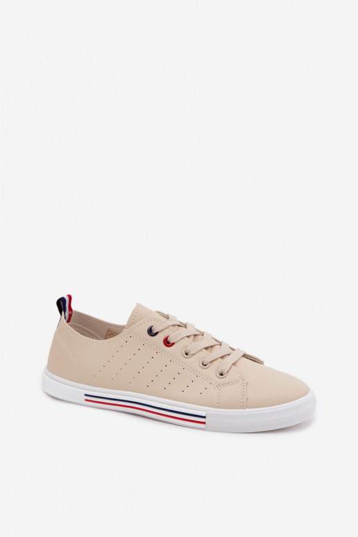 Casual sneakers van faux leather in zandkleur Tulum