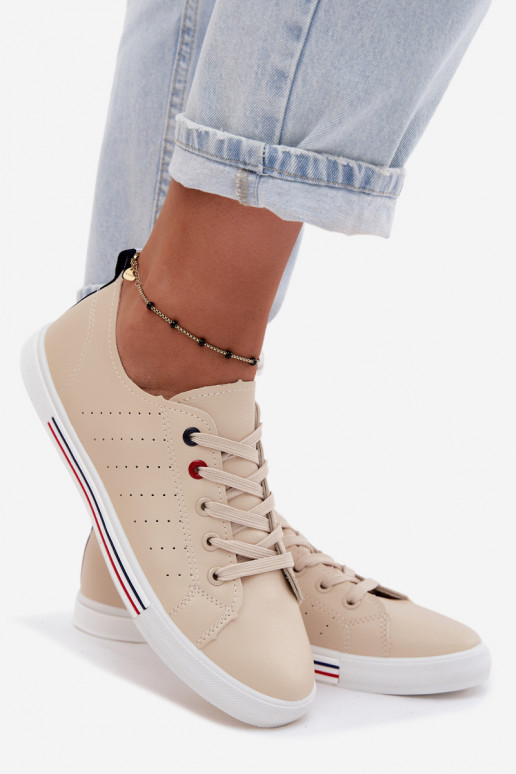 Casual sneakers van faux leather in zandkleur Tulum