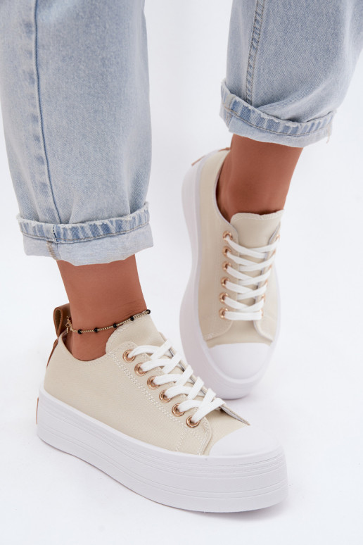 Beige casual schoenen met platform Amalfi