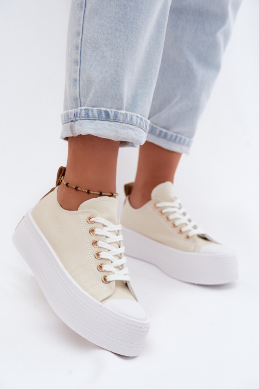 Beige casual schoenen met platform Amalfi