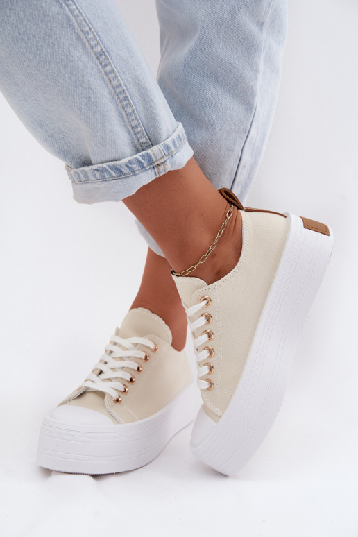 Beige casual schoenen met platform Amalfi