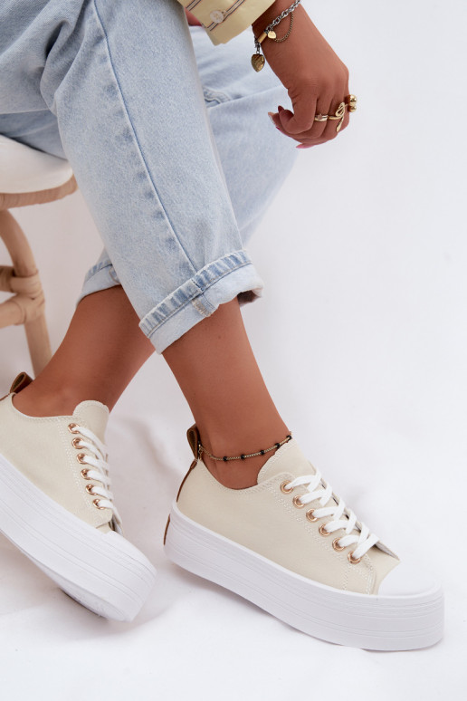 Beige casual schoenen met platform Amalfi