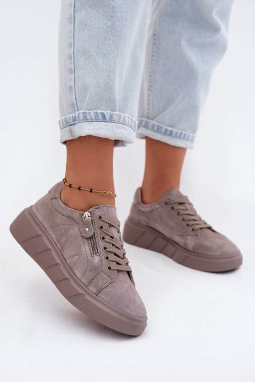 schoenen DamesOpturalnego van suèdeu met platform beige Lunis