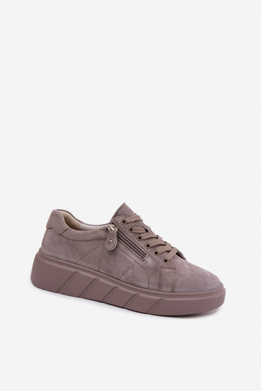 Dames platform schoenen van faux suede in zandkleur Luna