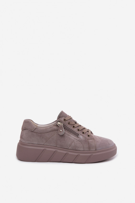 schoenen DamesOpturalnego van suèdeu met platform beige Lunis