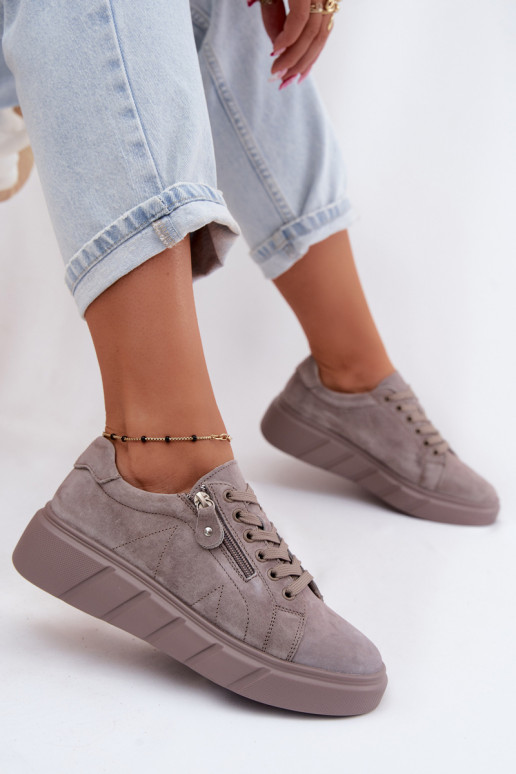 schoenen DamesOpturalnego van suèdeu met platform beige Lunis