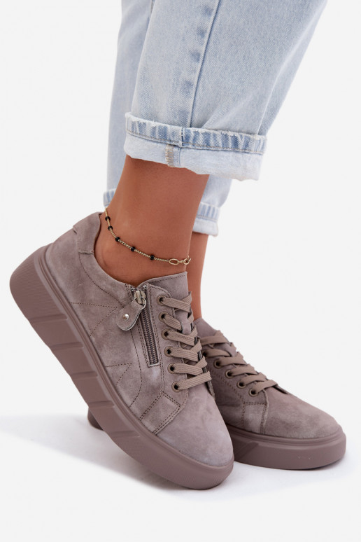schoenen DamesOpturalnego van suèdeu met platform beige Lunis
