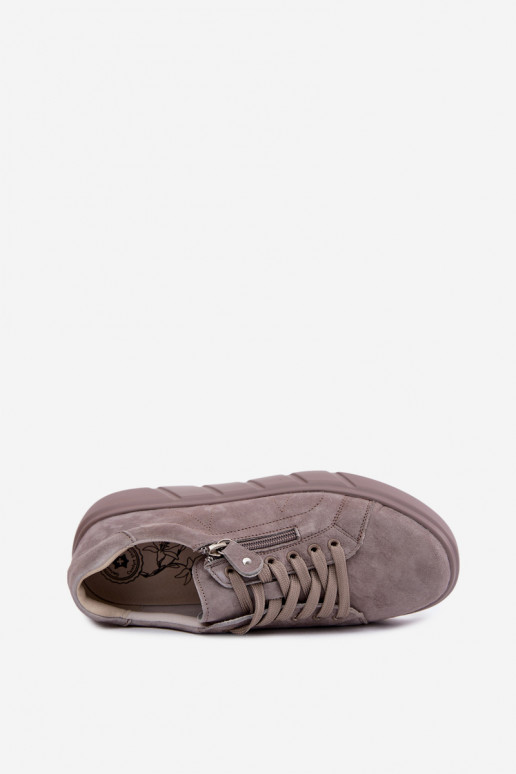 schoenen DamesOpturalnego van suèdeu met platform beige Lunis