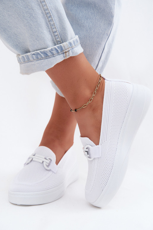 Dames platform schoenen met ornamenten in witte kleur Freshy