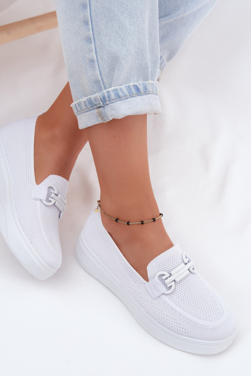 Dames platform schoenen met ornamenten in witte kleur Freshy