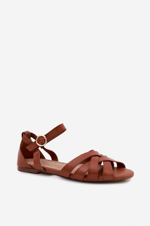 Sandalen voor dames Met Strepen Eko Leer bruine kleur Lagos
